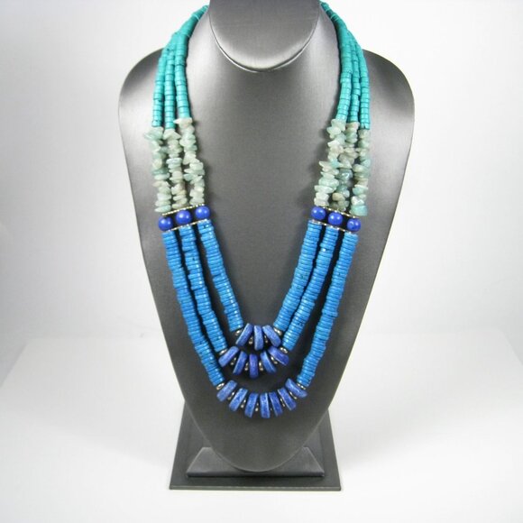 Chicos Chunky Multicolor Beaded Necklace Jade Chips Stone Adjustable 25 inch Chi - Picture 7 of 10